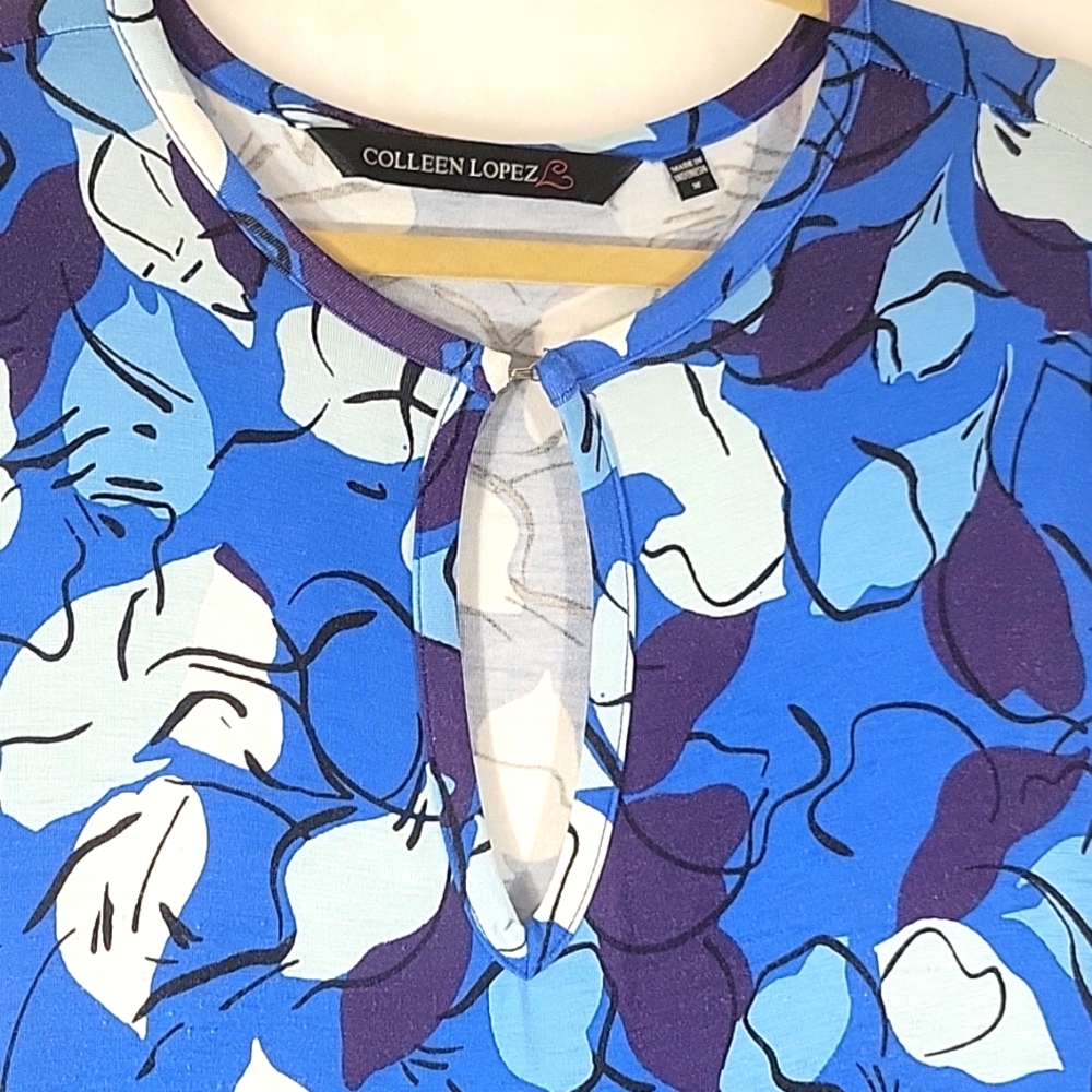 Colleen Lopez Blue and White Floral Mididress Size M - Picture 4 of 7